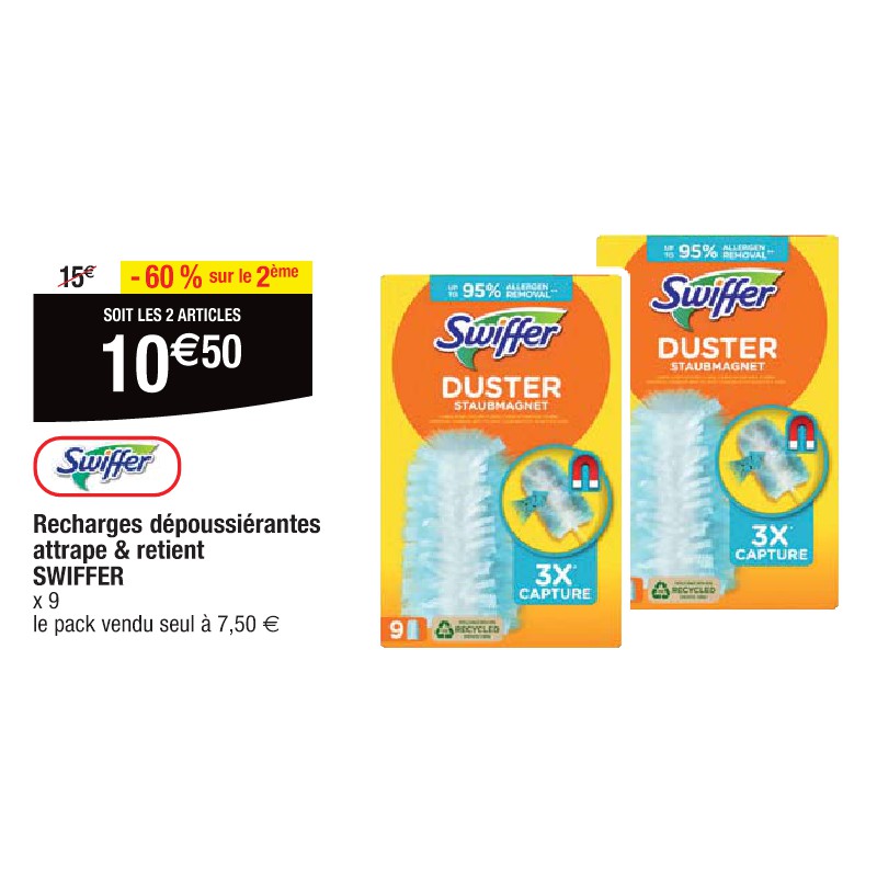 Recharges dépoussiérantes attrape & retient SWIFFER