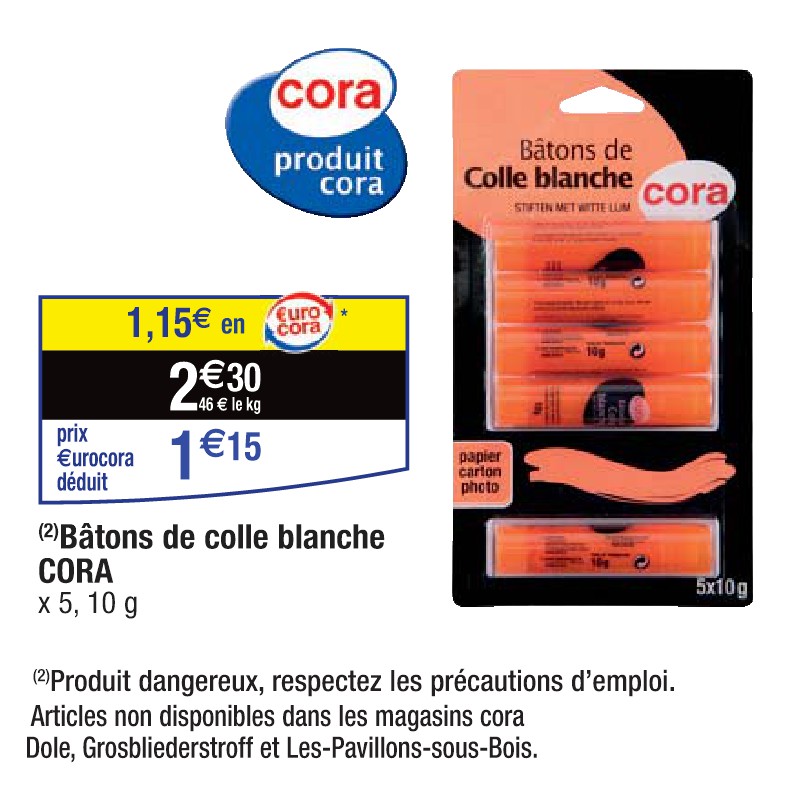 Bâtons de colle blanche CORA