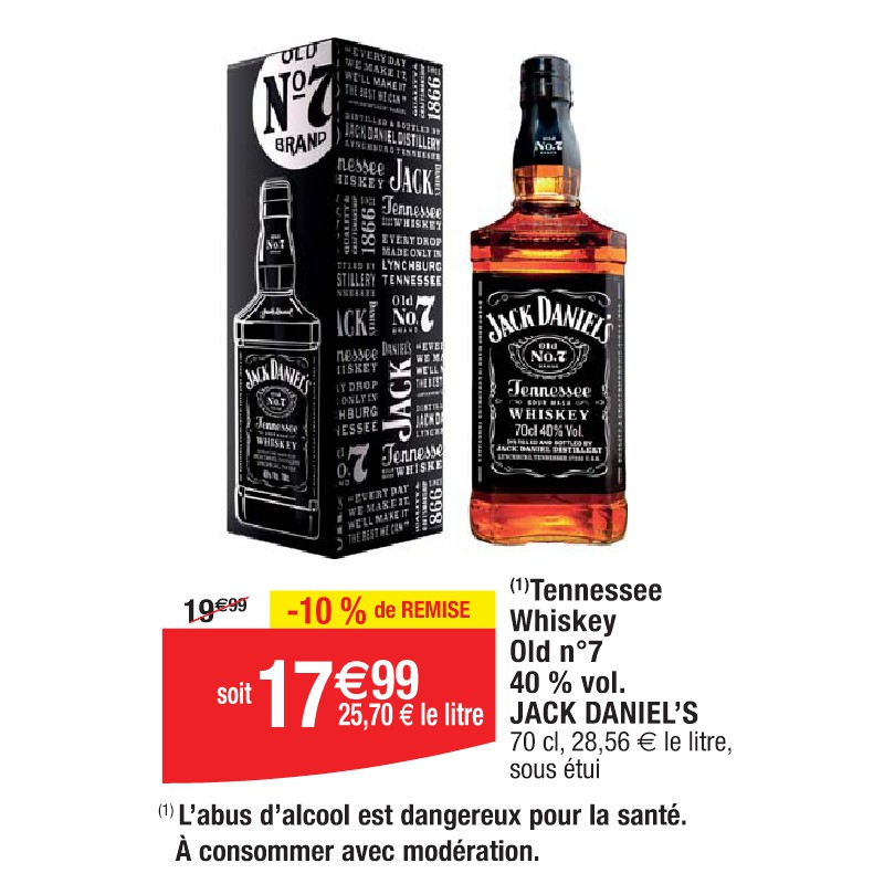 Tennessee Whiskey Old n°7 40 % vol. JACK DANIEL’S