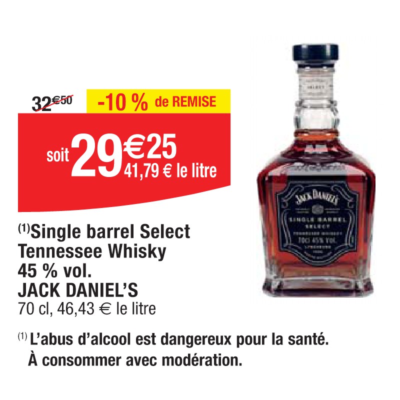 Single barrel Select Tennessee Whisky 45 % vol. JACK DANIEL’S