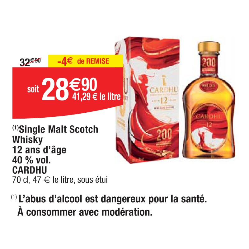 Single Malt Scotch Whisky 12 ans d’âge 40 % vol. CARDHU