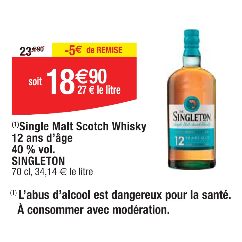 Single Malt Scotch Whisky 12 ans d’âge 40 % vol. SINGLETON