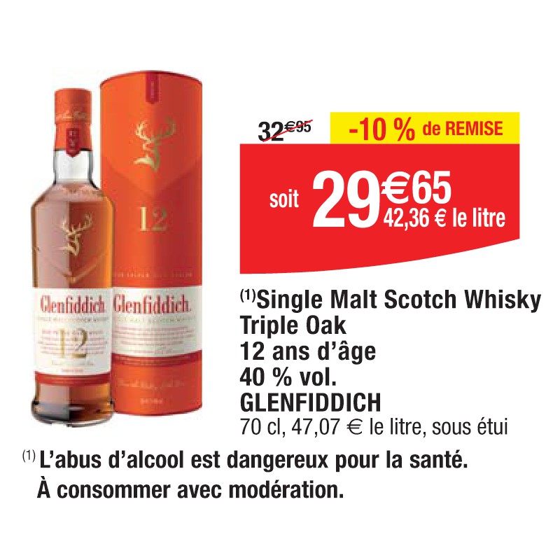 Single Malt Scotch Whisky Triple Oak 12 ans d’âge 40 % vol. GLENFIDDICH