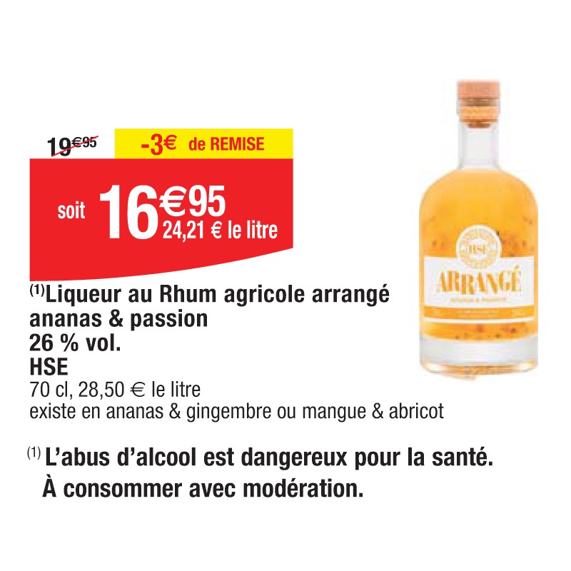 Liqueur au Rhum agricole arrangé ananas & passion 26 % vol. HSE