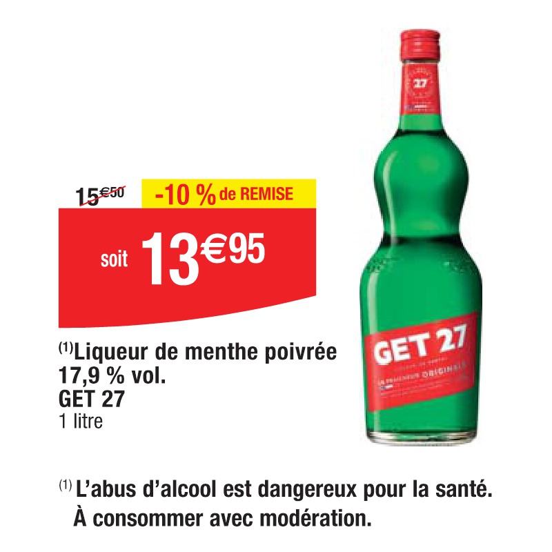 Liqueur de menthe poivrée 17,9 % vol. GET 27