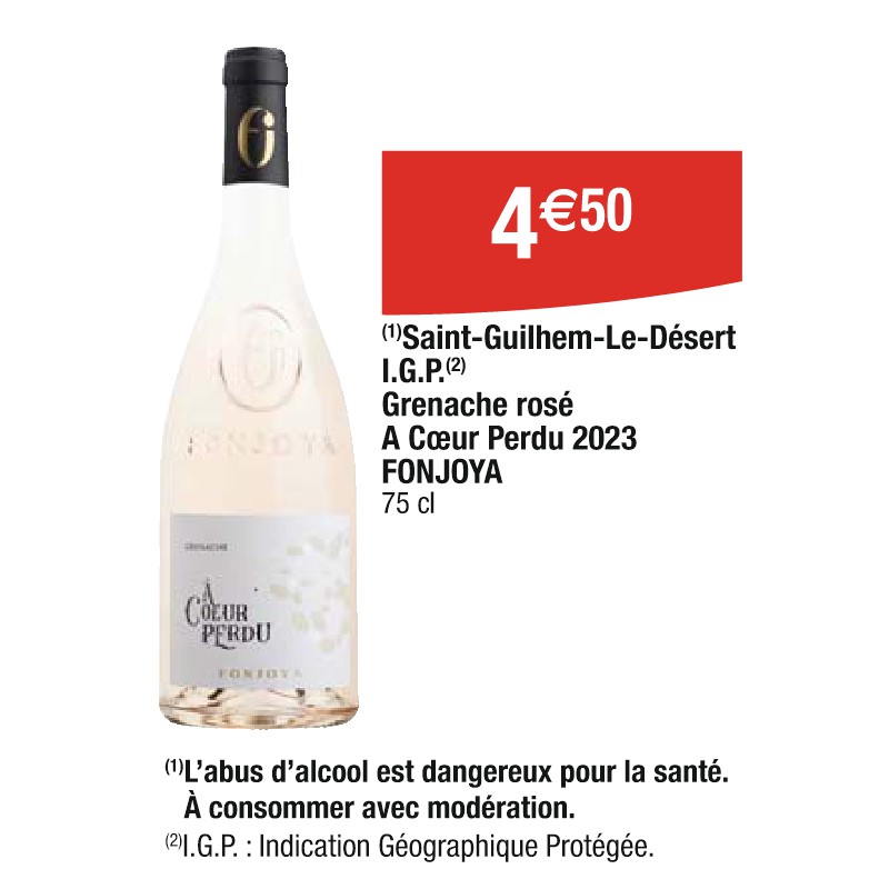 Saint-Guilhem-Le-Désert I.G.P. Grenache rosé A Coeur Perdu 2023 FONJOYA
