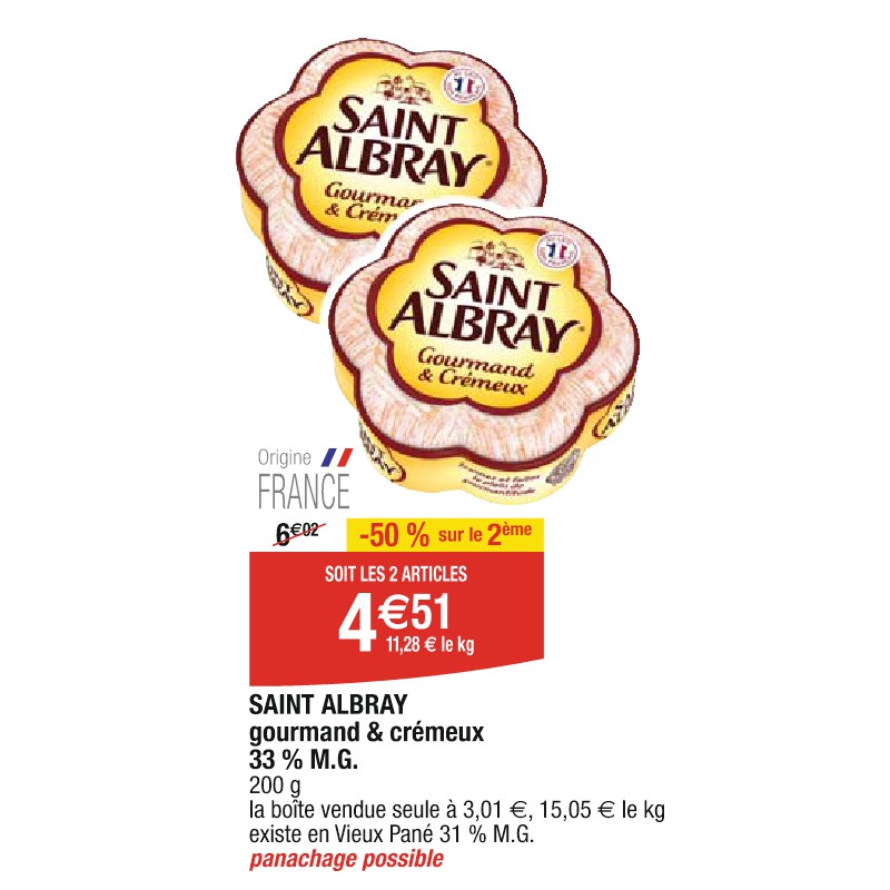 SAINT ALBRAY gourmand & crémeux 33 % M.G.