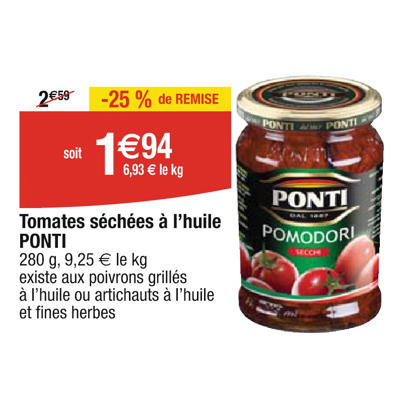 Tomates séchées à l’huile PONTI