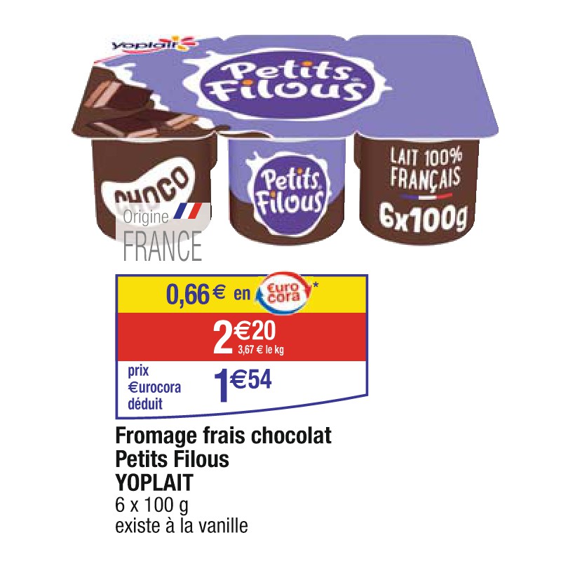 Fromage frais chocolat Petits Filous YOPLAIT