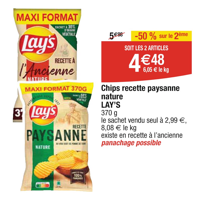 Chips recette paysanne nature LAY’S
