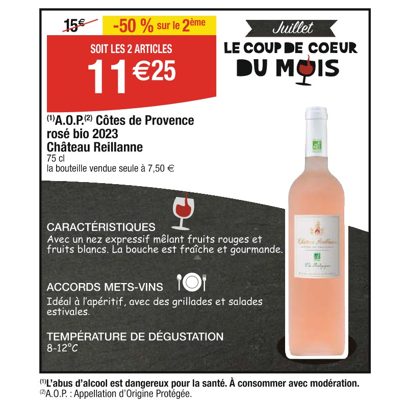A.O.P. Côtes de Provence rosé bio 2023 Château Reillanne