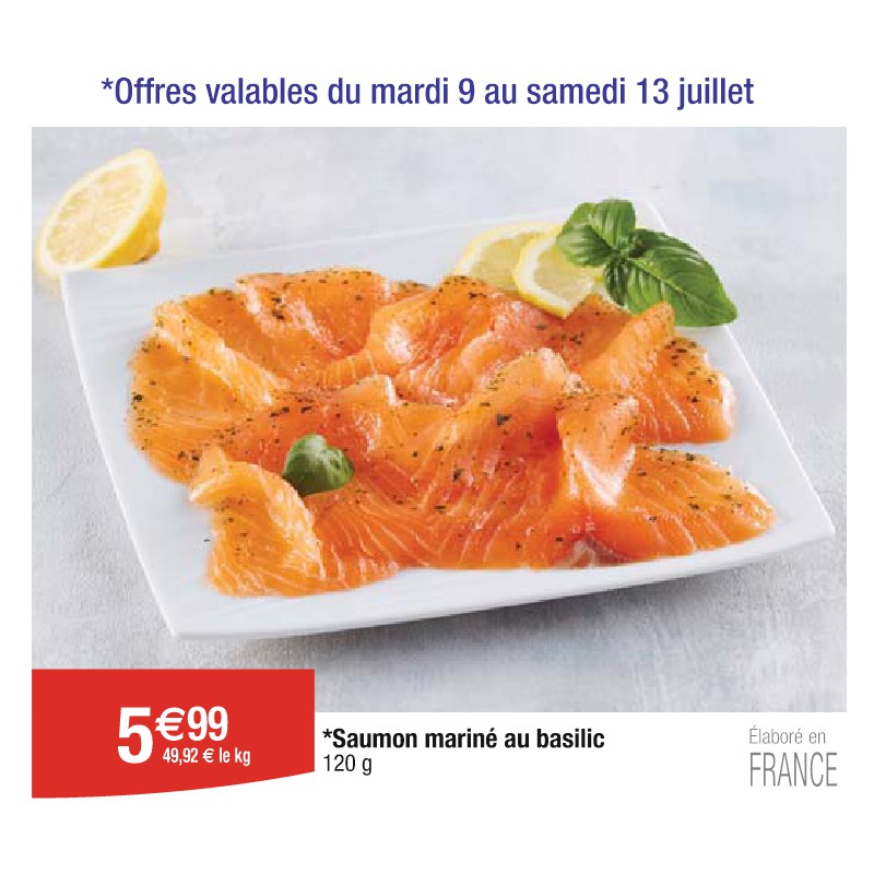 Saumon mariné au basilic