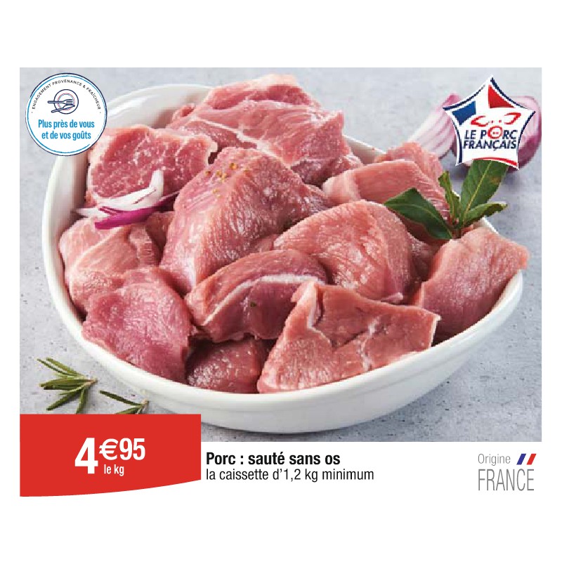 Porc : sauté sans os