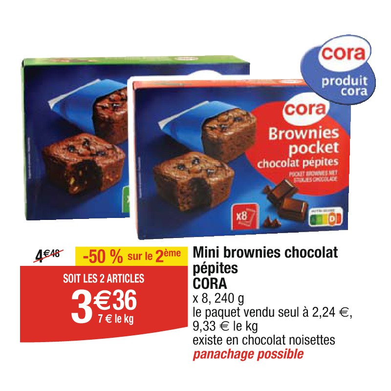 Mini brownies chocolat pépites CORA