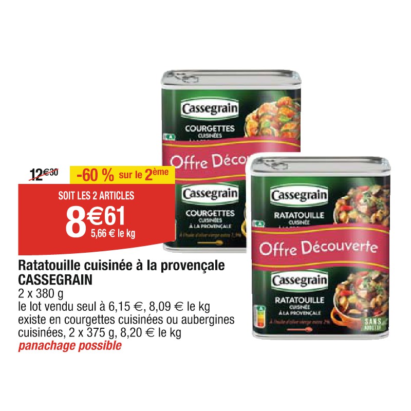 Ratatouille cuisinée à la provençale CASSEGRAIN