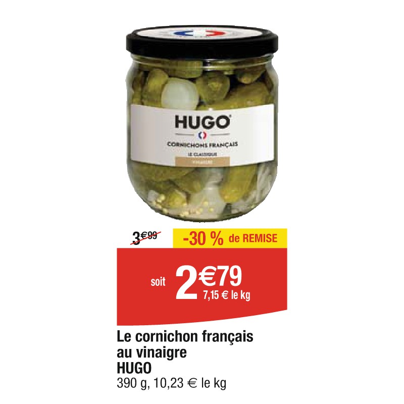 Le cornichon français au vinaigre HUGO