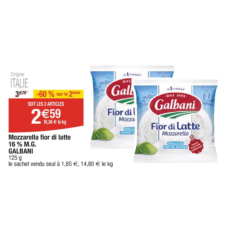 Mozzarella fior di latte 16 % M.G. GALBANI