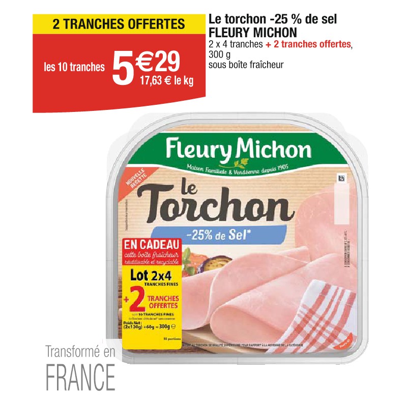 Le torchon -25 % de sel FLEURY MICHON