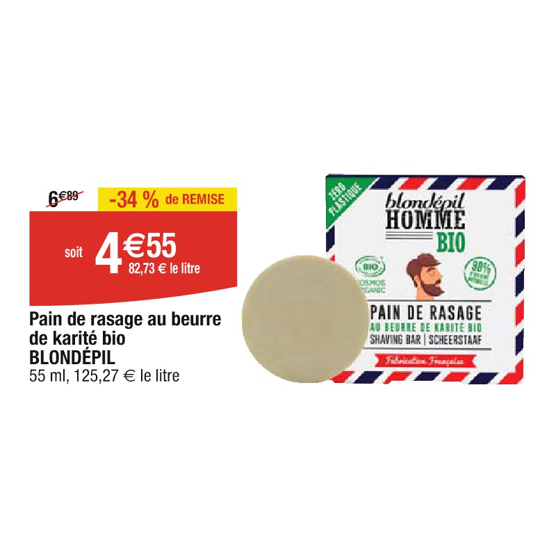 Pain de rasage au beurre de karité bio BLONDÉPIL