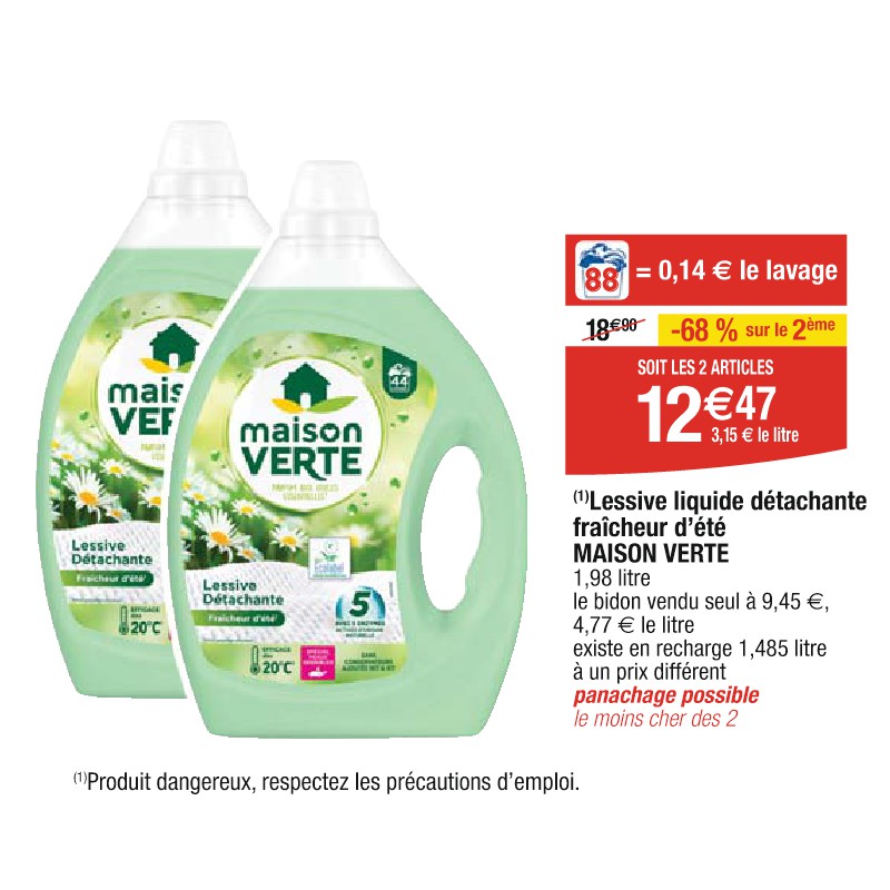 Lessive liquide détachante fraîcheur d’été MAISON VERTE