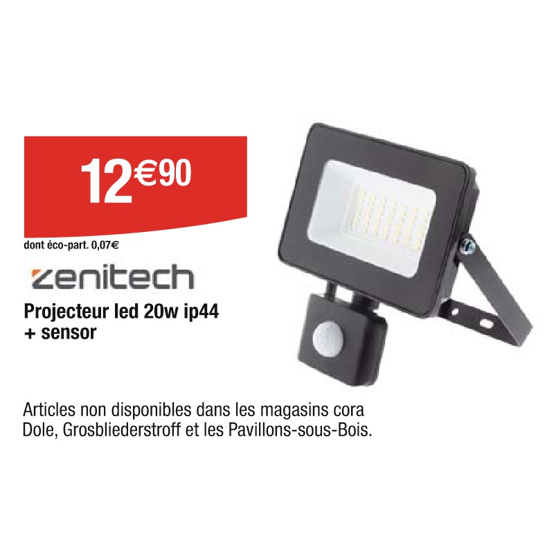 Projecteur led 20w ip44 + sensor