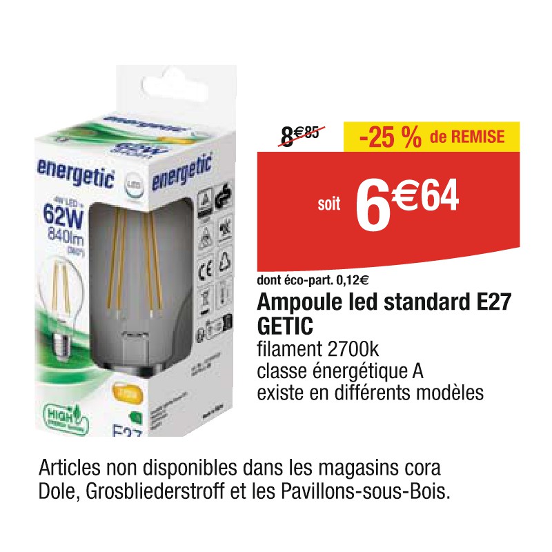 Ampoule led standard E27 GETIC