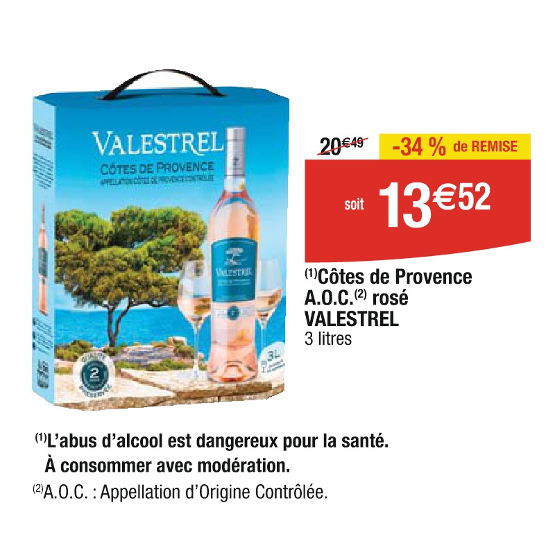 Côtes de Provence A.O.C. rosé VALESTREL