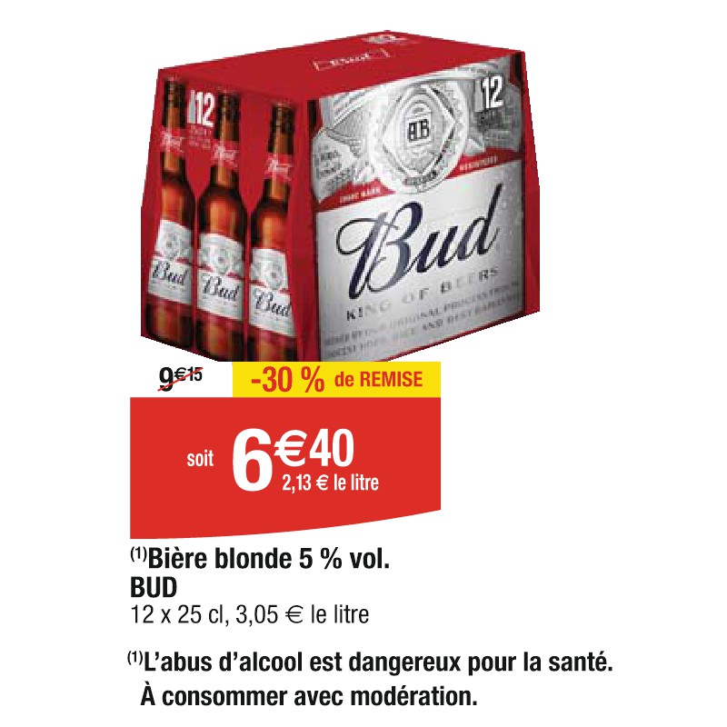 Bière blonde 5 % vol. BUD