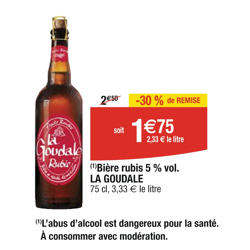 Bière rubis 5 % vol. LA GOUDALE