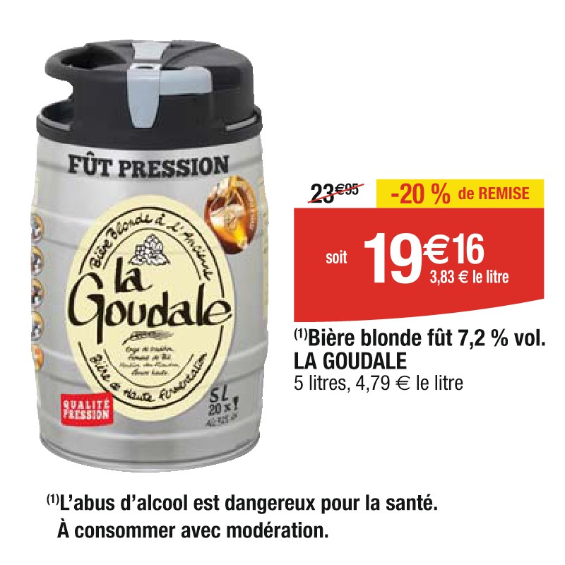 Bière blonde fût 7,2 % vol. LA GOUDALE