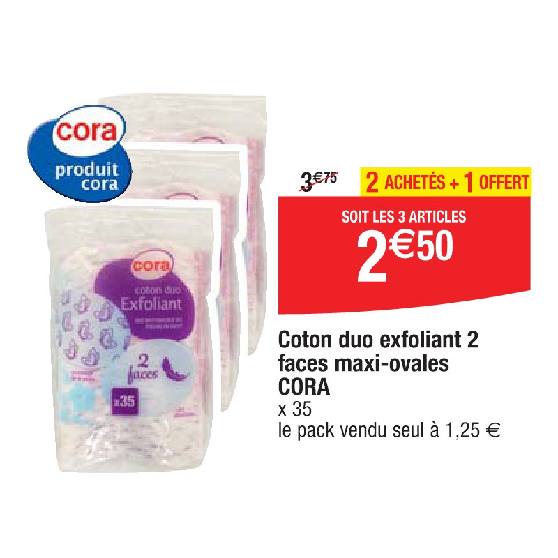 Coton duo exfoliant 2 faces maxi-ovales CORA