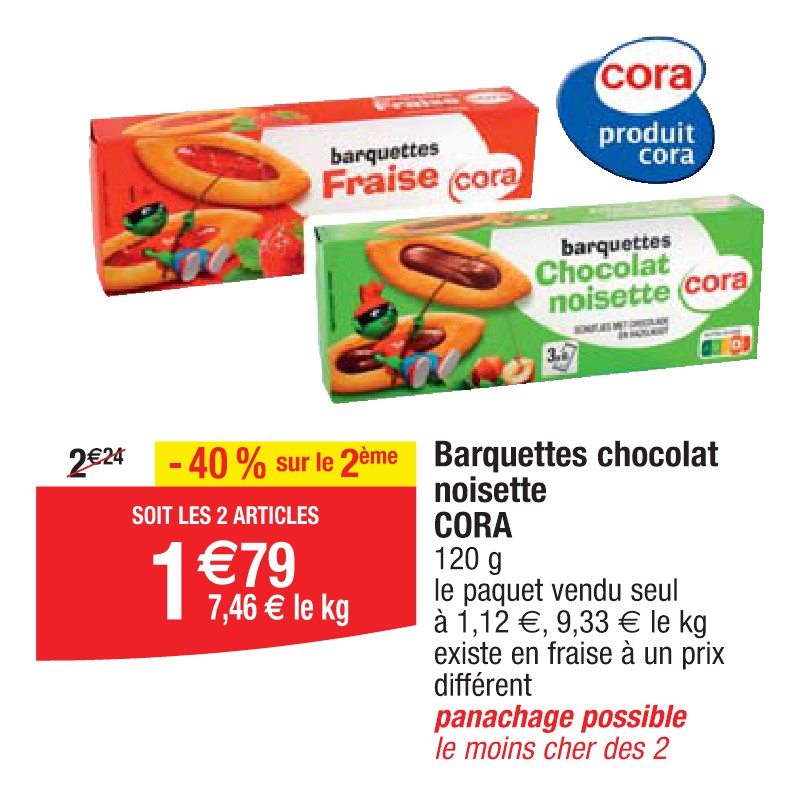 Barquettes chocolat noisette CORA