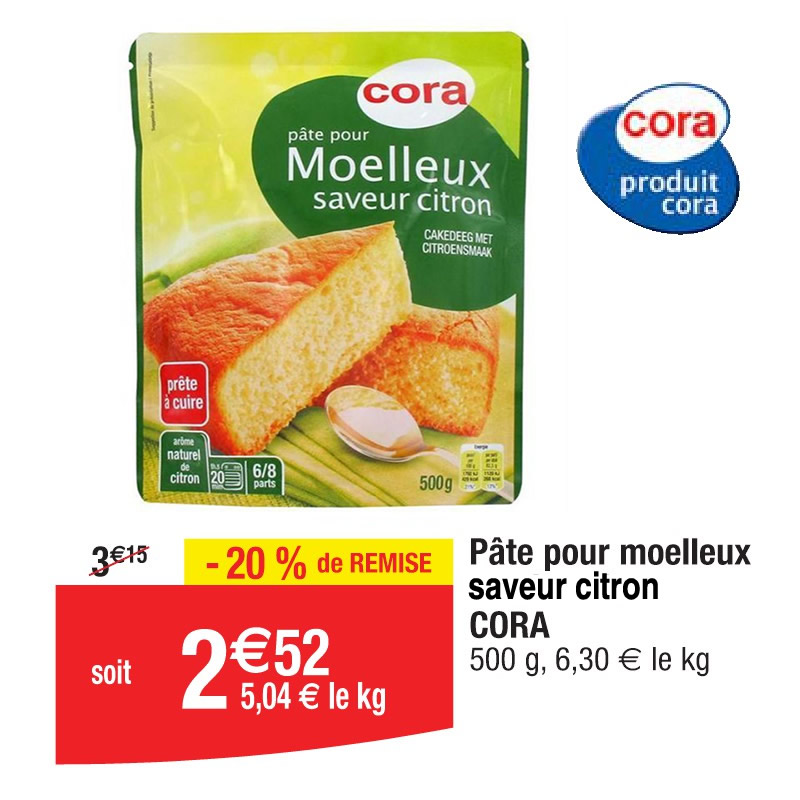 Pâte pour moelleux saveur citron CORA