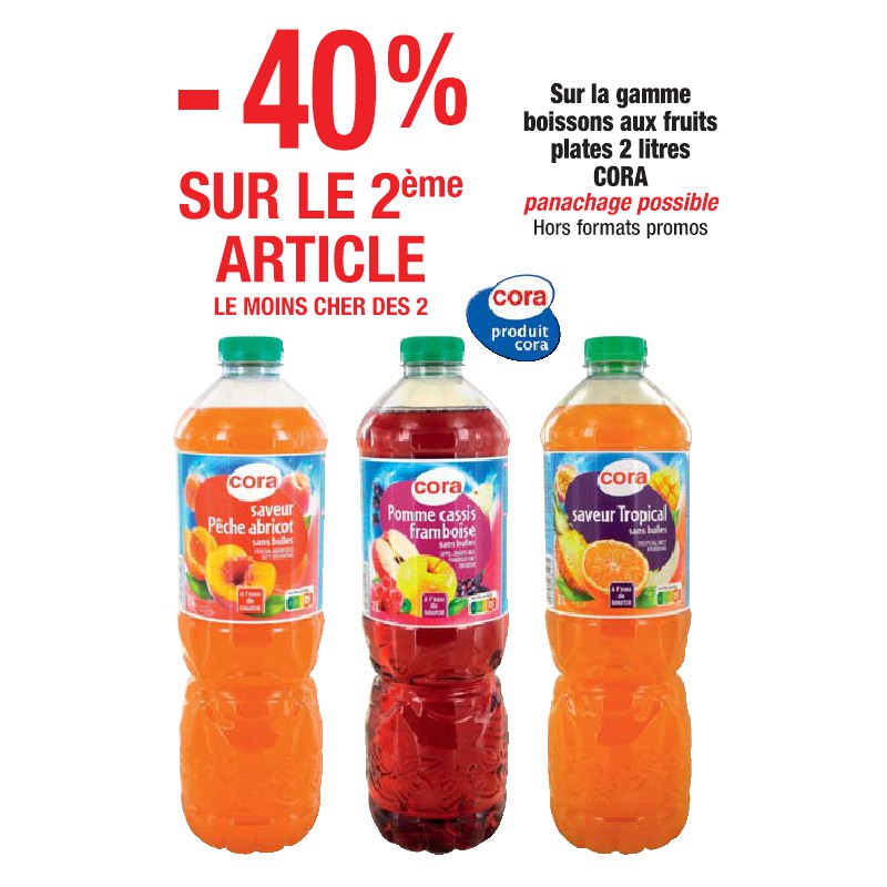 Gamme boissons aux fruits plates 2 litres CORA