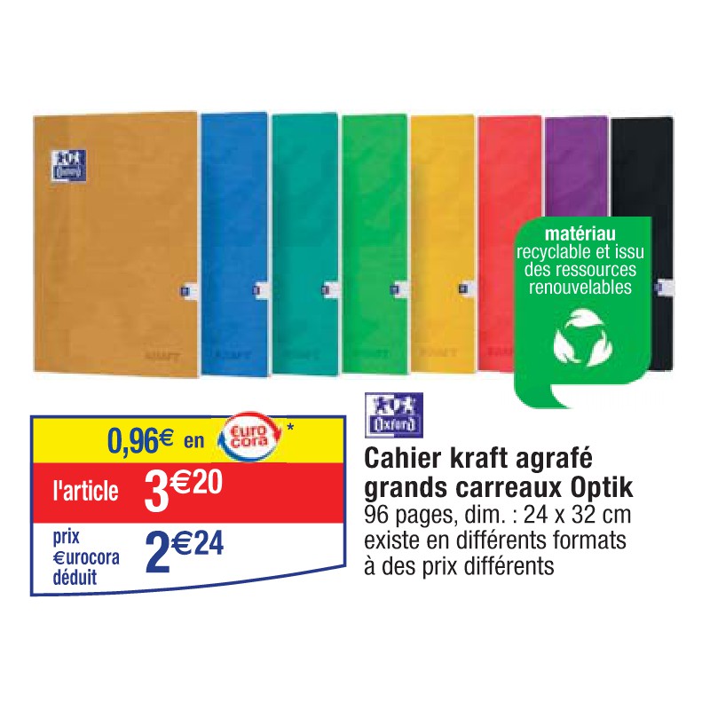 Cahier kraft agrafé grands carreaux Optik