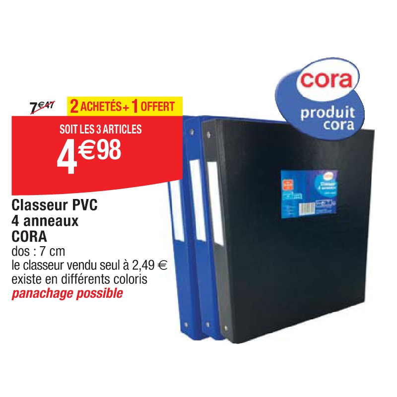 Classeur PVC 4 anneaux CORA