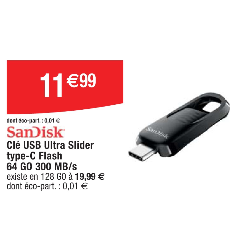 Clé USB Ultra Slider type-C Flash 64 GO 300 MB/s