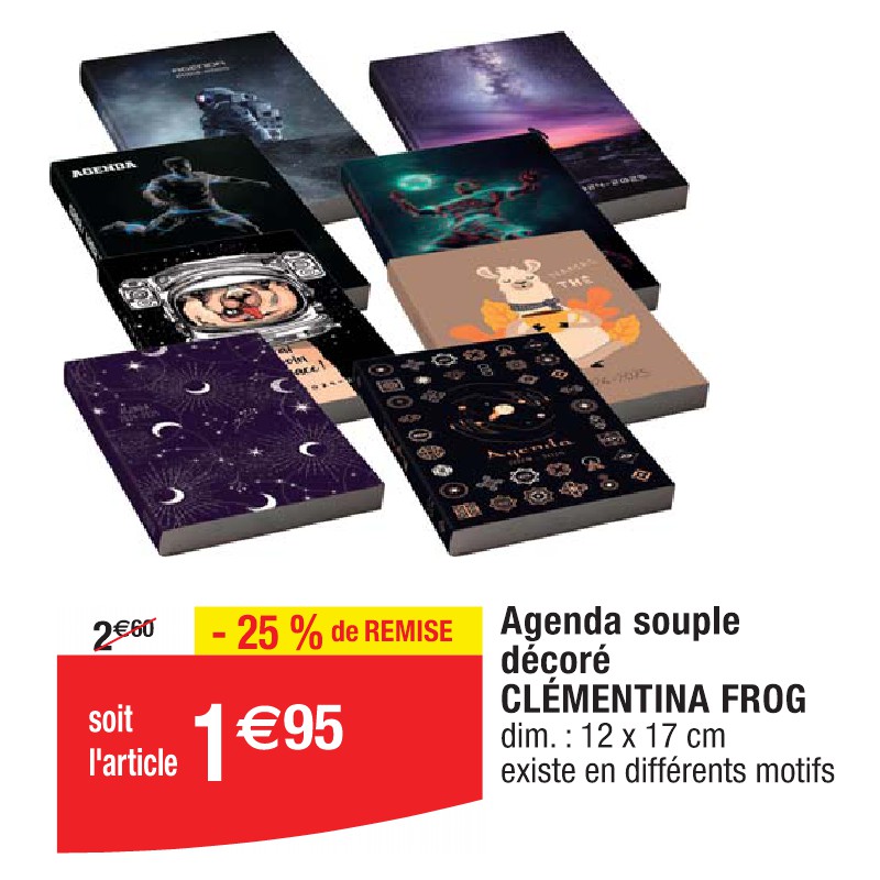 Agenda souple décoré CLÉMENTINA FROG