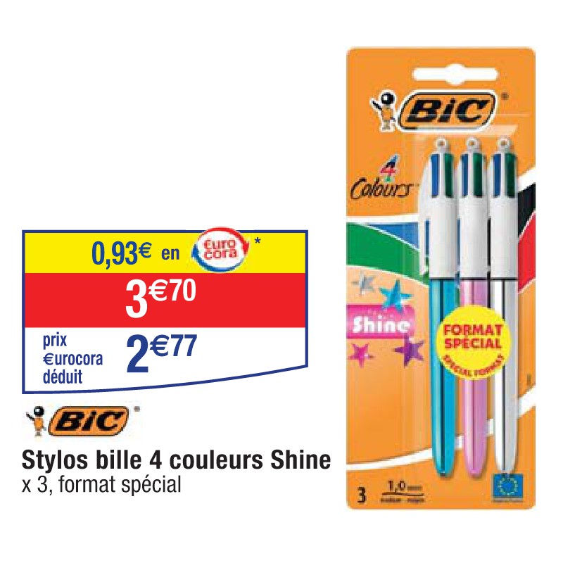 Stylos bille 4 couleurs Shine