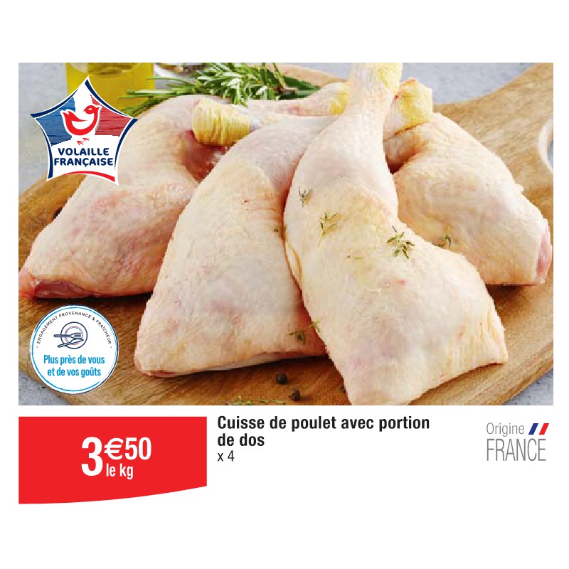 Cuisse de poulet avec portion de dos