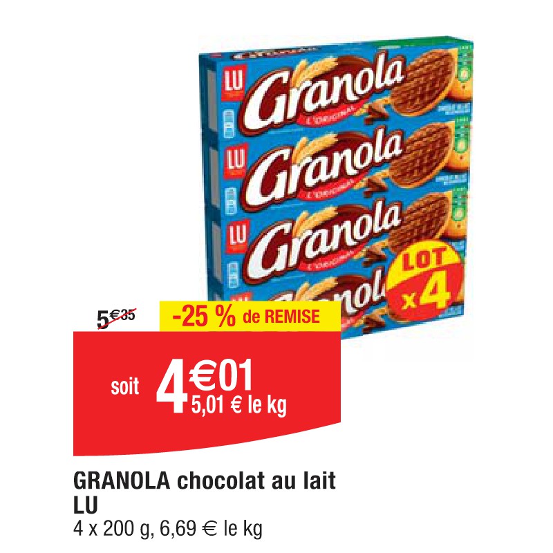 GRANOLA chocolat au lait LU