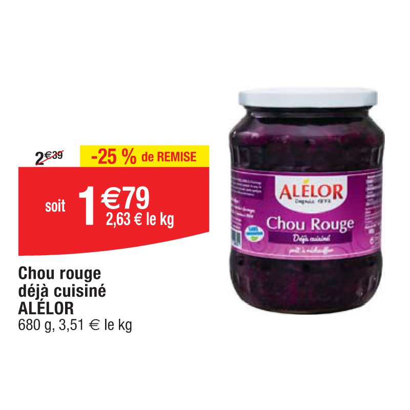 Chou rouge déjà cuisiné ALÉLOR