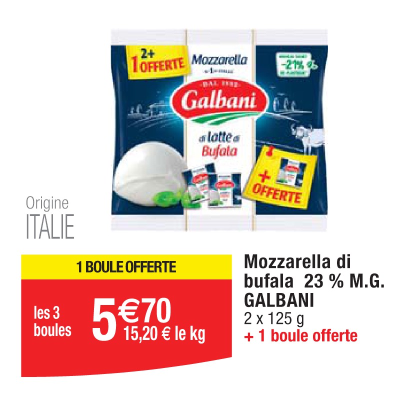 Mozzarella di bufala 23 % M.G. GALBANI