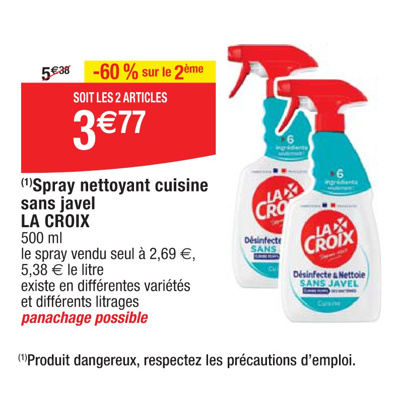 Spray nettoyant cuisine sans javel LA CROIX