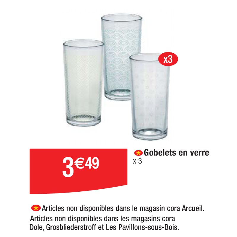 Gobelets en verre