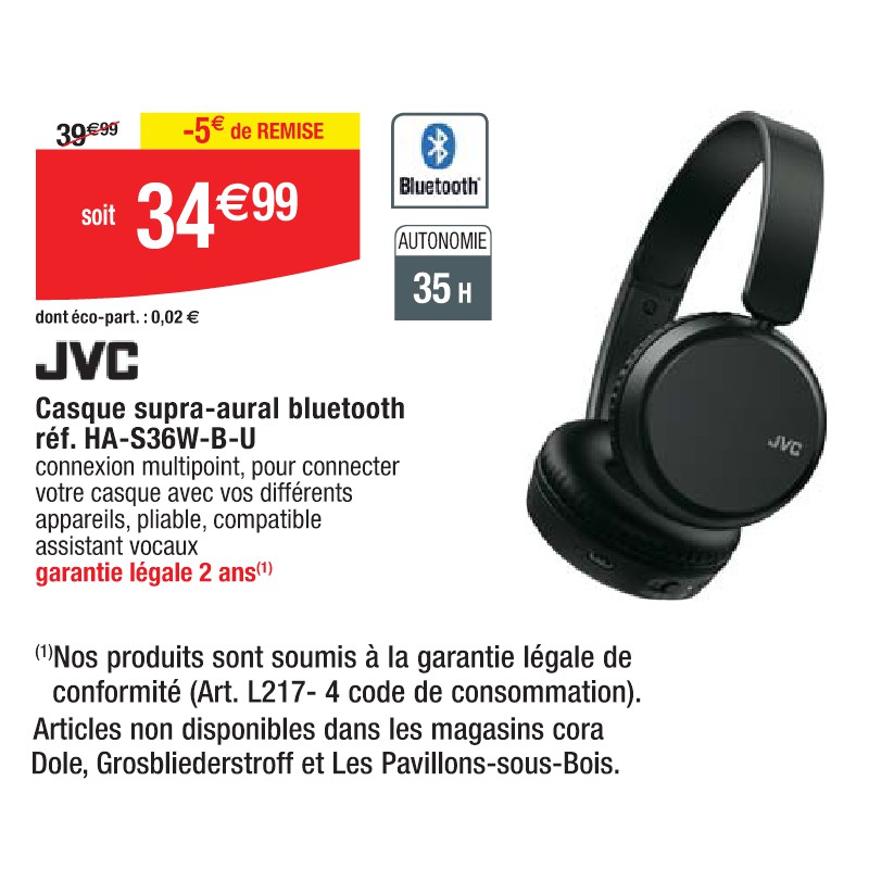 Casque supra-aural bluetooth réf. HA-S36W-B-U