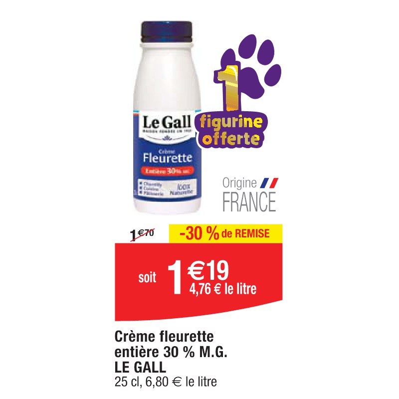 Crème fleurette entière 30 % M.G. LE GALL