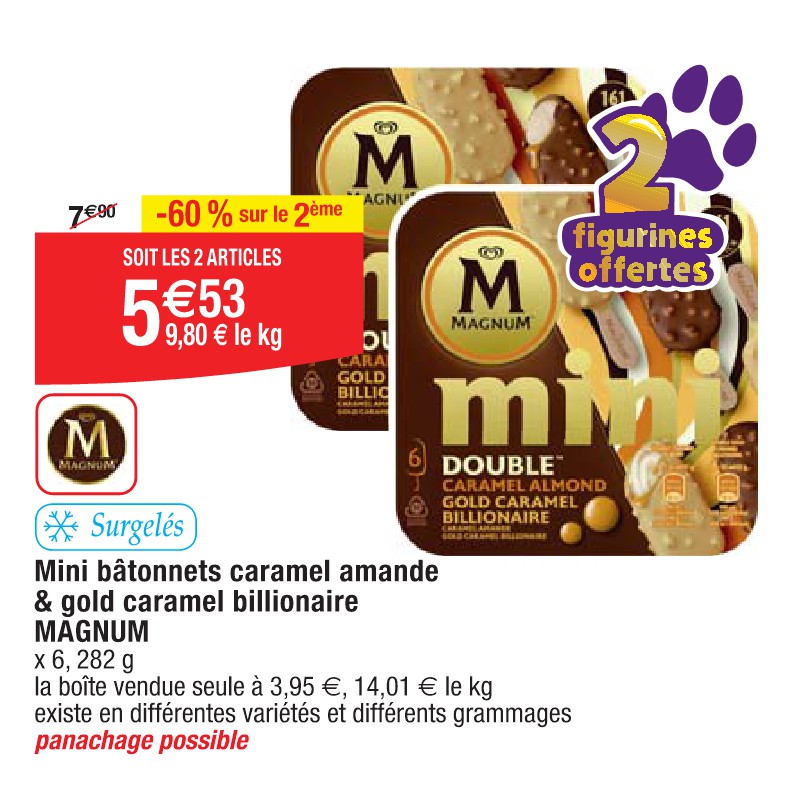 Mini bâtonnets caramel amande & gold caramel billionaire MAGNUM