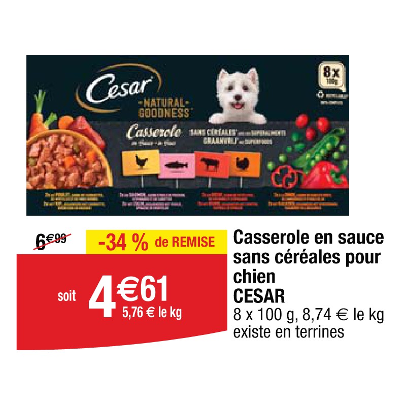 Casserole en sauce sans céréales pour chien CESAR