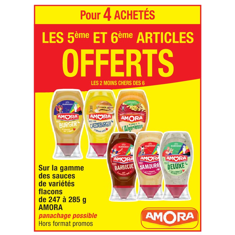 Gamme des sauces de variétés flacons de 247 à 285 g AMORA